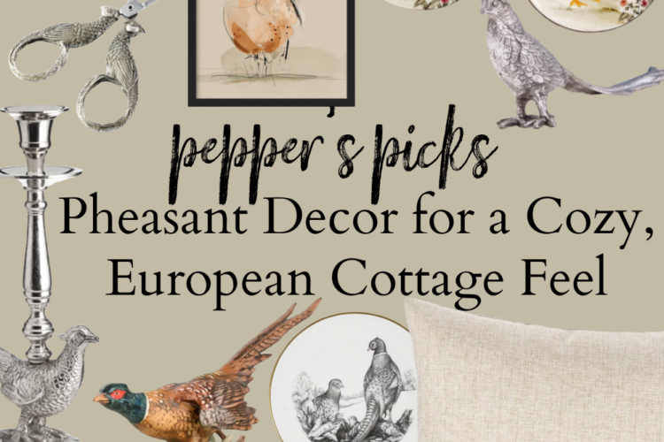 Add pheasant feathers or pheasant decor to your home for a cozy European cottage feel. These stunning pheasant decor pieces will add instant coziness to your home giving off a laid-back European style. Pheasants are such a regal bird and evoke the timeless tradition of hunting and countryside living to your home. #europeandecor #cottagestyle #vintagedecorinspiration