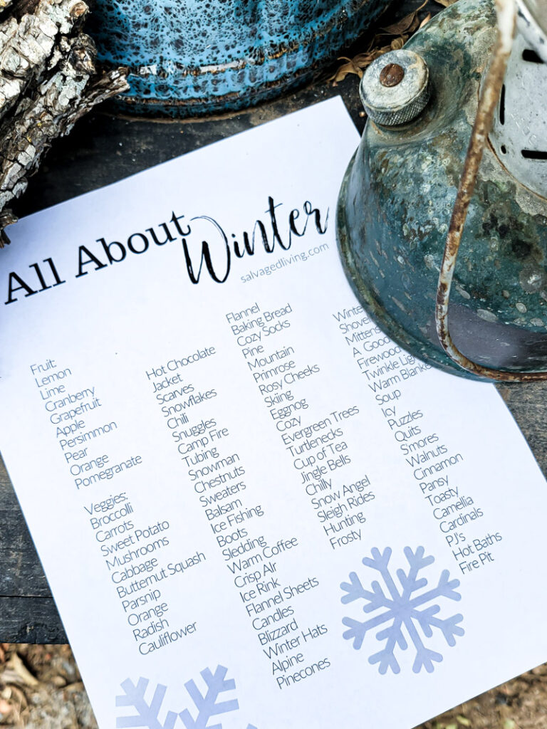 With this handy FREE printable of all the winter feels, you can let inspiration spark your creativity in decor! And take the stress out of it!