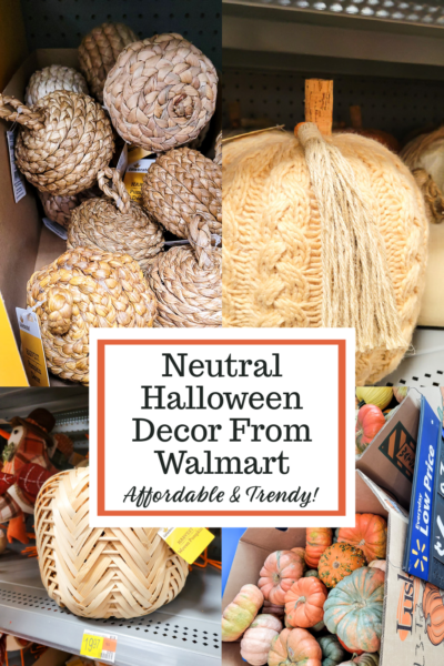 neutral Halloween decor from Walmart. Perfect Halloween home decor for your budget Halloween home, Farmhouse style, or vintage you can mix these fun pieces into your Halloween lineup! #cheaphalloween #farmhousehalloween #neutraldecor
