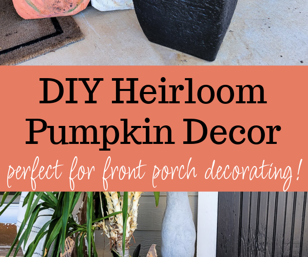 Skip the expensive store-bought heirloom pumpkins this year, let me show you how to make this easy DIY heirloom pumpkin decor! #diyheirloompumpkin #diyfalldecor #fallporch