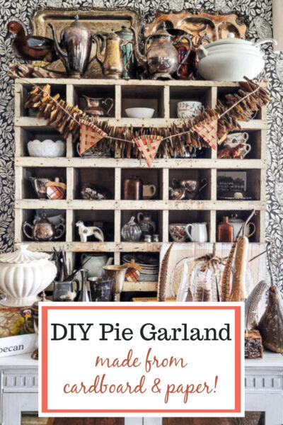 Keep your Fall decor in budget this year with this DIY pie garland made from cardboard and paper! So cute and easy!