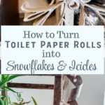 Here's how to turn toilet paper rolls into snowflakes and icicles to create your own budget-friendly winter wonderland! #toiletpaperroll #toiletpaperrolldiy #winterdecordiy