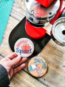 how to make a diy birthday girl button for birthday parties, birthday gift idea, office birthday or to celebrate yourself! How to use the VEVOR button maker to create 3" buttons to wear, give or sell. , This is the perfect birthday gift to send in the mail or make for your entire birthday squad! #birthdaysquad #girlbirthday #birthdayqueen #partyfavor #birthdaybutton #birthdaypin #freebuttontemplate