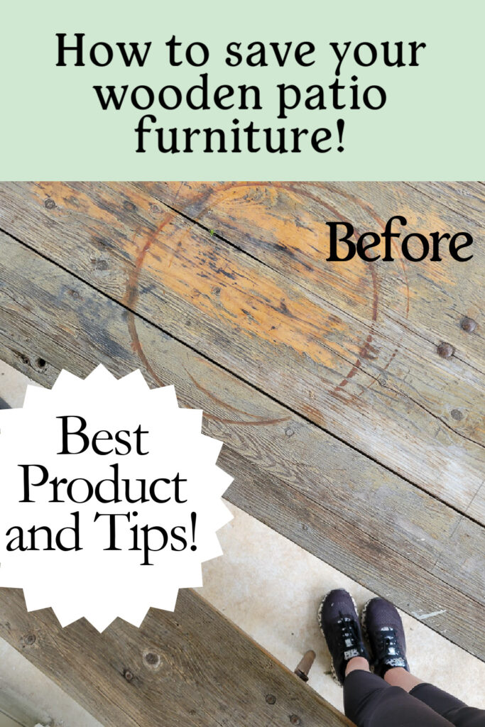 How to save your outdoor patio furniture, tips and products to makeover your wood furniture for outdoor use. Keep the vintage charm in your outdoor living space with a furniture update project you can complete in one day. @rustoleum, #varathane, @varathane, #gatorfinishing, @gatorfinishing, #patiofurnitureupdate,
#woodstain #woodenfurnituremakeover