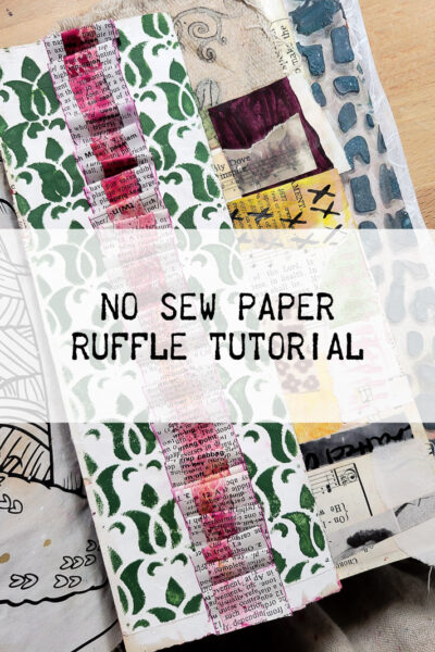 no sew paper ruffle tutorial for junk journaling, scrapbooking and card making. Perfect for the paper crafter with no sewing machine - you can still make a ruffle from paper! #papercraft #nosew #junkjournalembellishment #ephemera #paperdetails